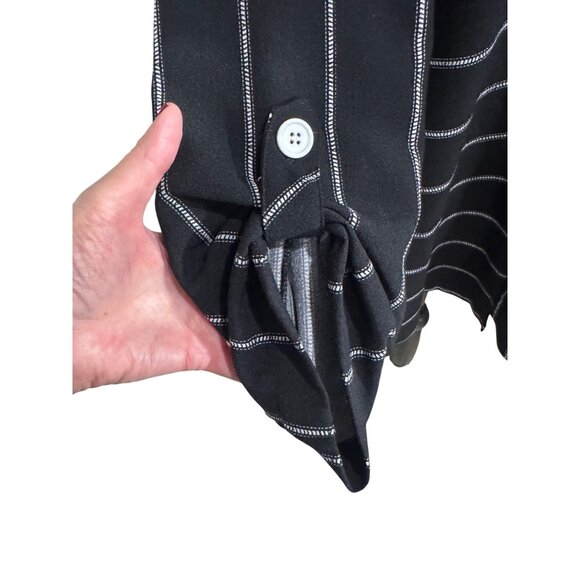 Ali Miles Black White Striped Tunic Top With Button Detail Pocket XL Lagenlook - Picture 5 of 10